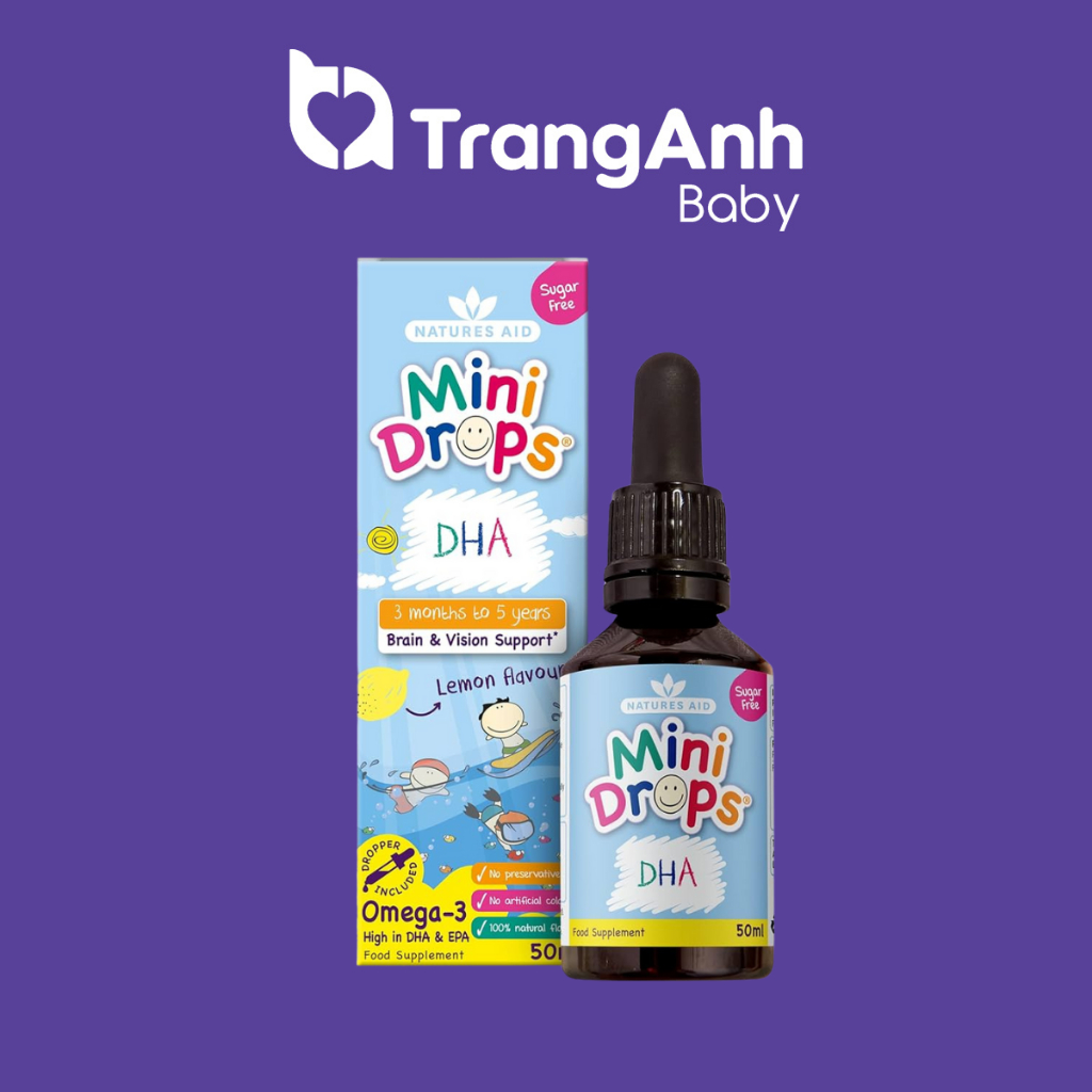DHA Drops Anh dạng giọt 50ml cho bé từ 3 tháng