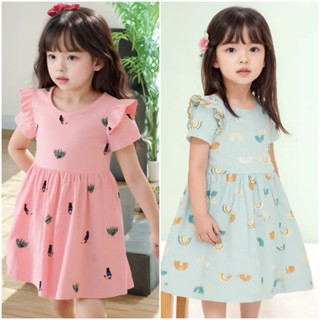 Váy cho bé gái đầm cotton vai cánh tiên hoa nhí chất thun co giãn VNXK xinh đẹp điệu 1 2 3 4 5 tuổi