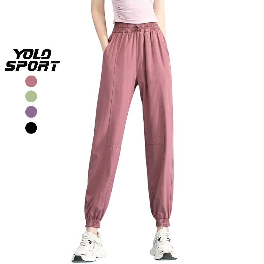 Quần Dài Jogger Nữ Basic Dây Rút Eo Thun Chất Dù Gió Mềm Mịn Co Giãn Thoải Mái Phom Bo Ống Rộng Tôn 