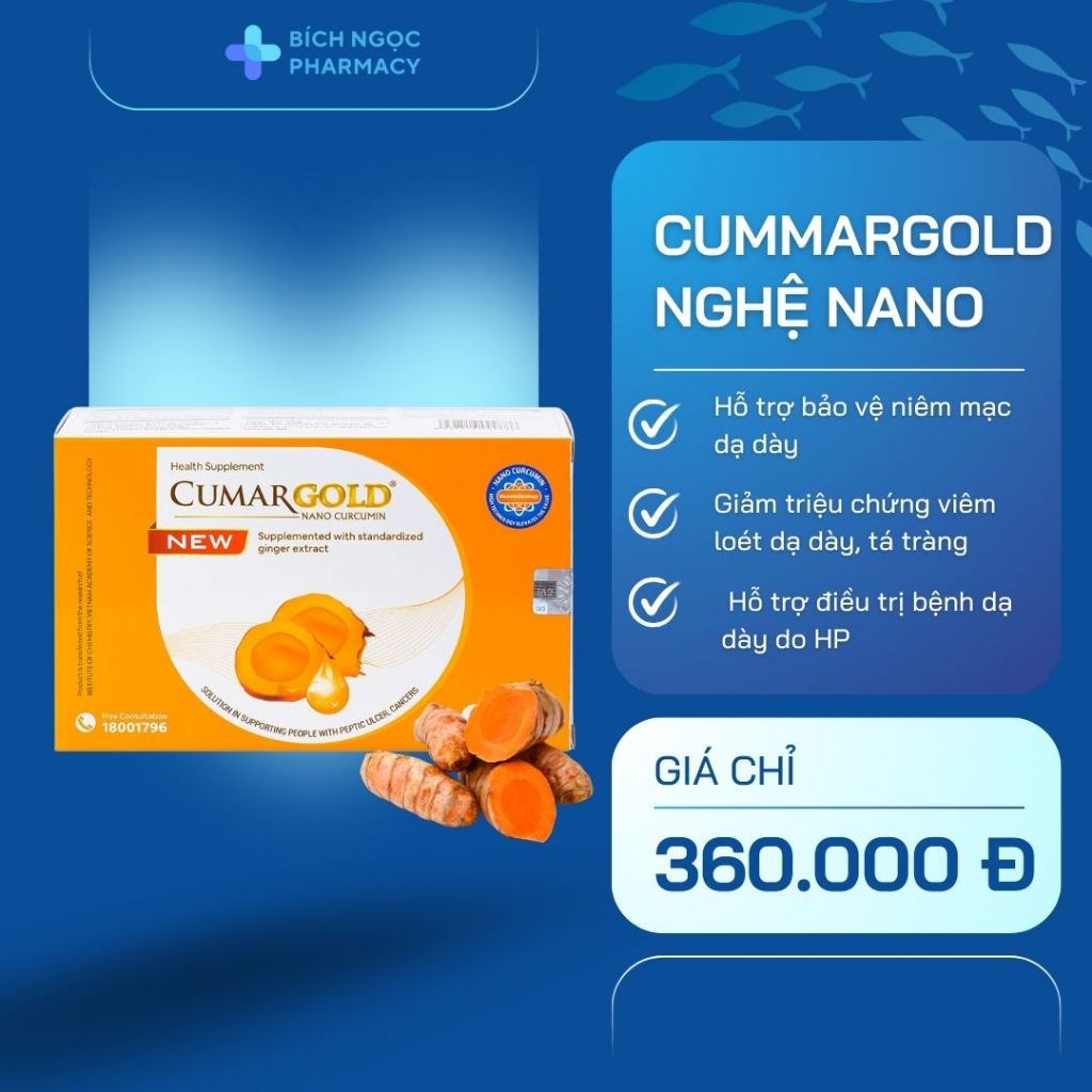 CUMARGOLD NEW - Nghệ Nano - Đau dạ dày - Hộp 30 viên