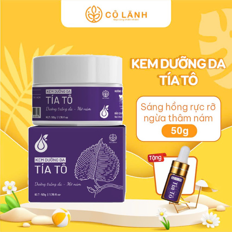 [ Mẫu mới ]Kem dưỡng trắng da chiết xuất từ lá cây tía tô Cỏ Lành 50gram .