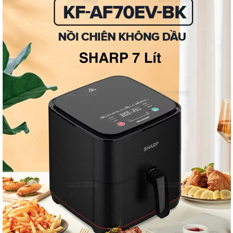 Nồi chiên không dầu 7 lít SHARP KF - AF70EV - BK HÀNG CHÍNH HÃNG - Bảo hành 12 tháng