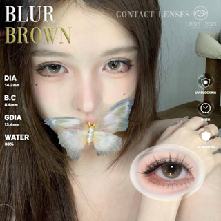 Lens Mắt Kính Áp Tròng Nâu Sữa Pha Xám Khói Tự Nhiên Blur Brown 14.2mm _ T1-D4
