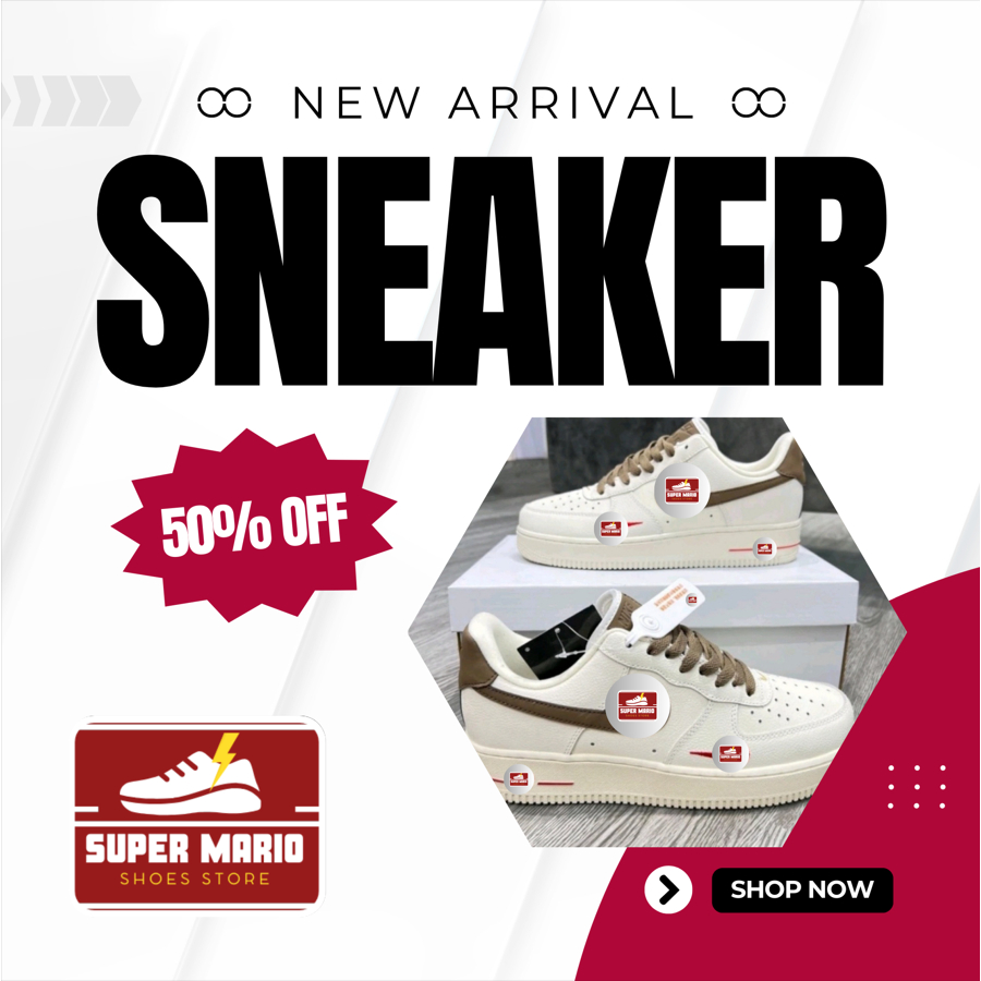 Giày_A.F.1 Trắng Vệt Nâu, Giày _A.F.1 Vệt Nâu Phong Cách Basic Dễ Phối Đồ Hot Hit.