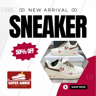 Giày_A.F.1 Trắng Vệt Nâu, Giày _A.F.1 Vệt Nâu Phong Cách Basic Dễ Phối Đồ Hot Hit.