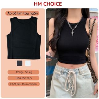 Áo ba lỗ nữ croptop HM sát nách, áo tank top không tay kiểu ôm body vải cotton co giãn HM25.06