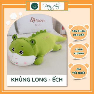 Gấu bông Khủng long hóa ếch xanh, thú nhồi bông cao cấp mềm mại kt 52cm