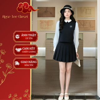 Set Áo Chân Váy Phối Sơ Mi Thiết Kế Thêu Hoa Trà Thanh Lịch Công Sở - ROSE TEE CLOSET