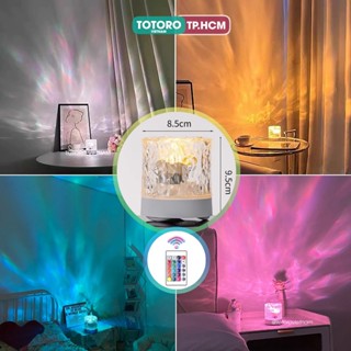 Đèn ngủ để bàn Đèn trang trí Sóng nước chuyển động FWR cực chill có điều khiển 16 màu RGB decor phòng siêu đẹp cổng USB