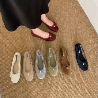  BlaueBlume🦋 Noble Ballet Flat Giày búp bê nữ đế bệt đính nơ 