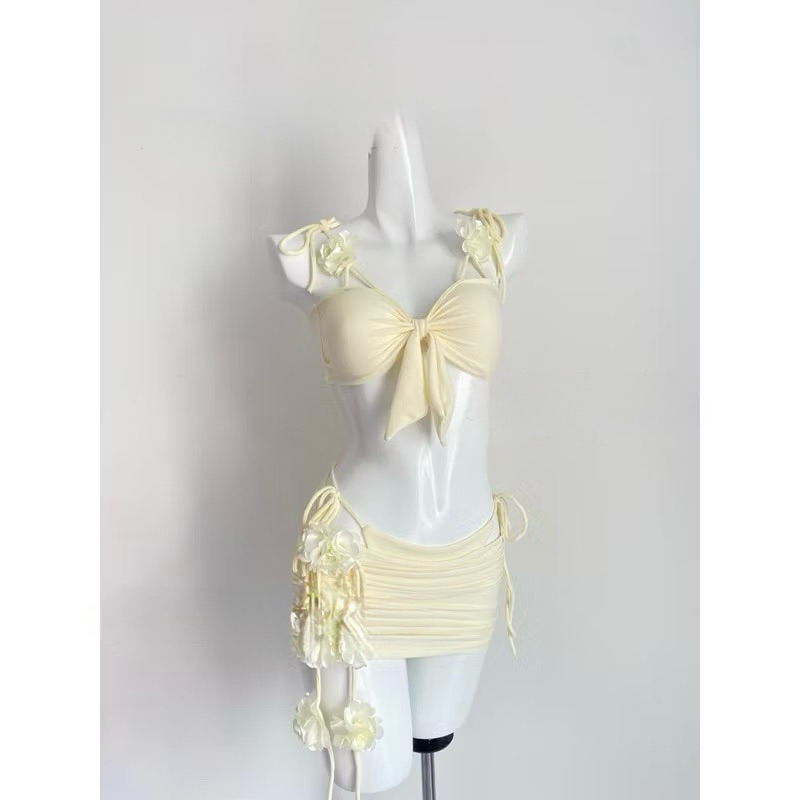 BiKiNi H.T Sét 3 Chi Tiết Bikini Đi Biển Đính Bông Nữ Tính Quyến Rũ Full Màu | BigBuy360 - bigbuy360.vn