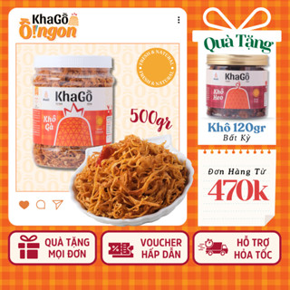 KHÔ GÀ NGUYÊN VỊ hộp 500g, Khô gà giòn, không lá chanh, không bơ tỏi, Đặc sản Sài Gòn | KHA GỒ