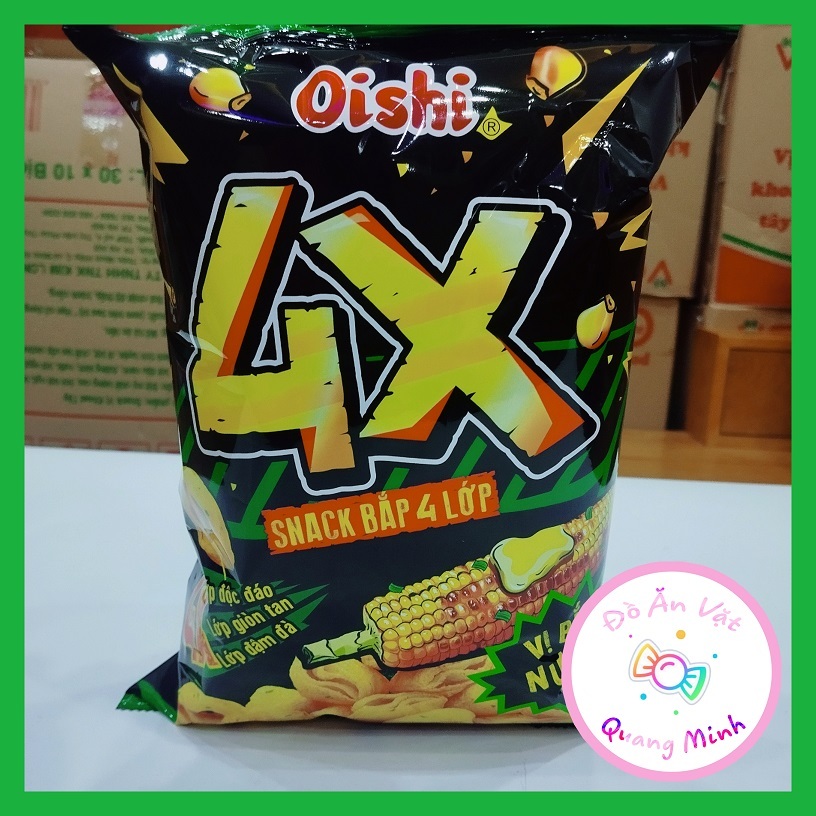Bim bim Oishi Snack 4X bắp 4 lớp vị bắp nướng bơ gói siêu to khổng lồ 68 g giòn cay thơm ngon
