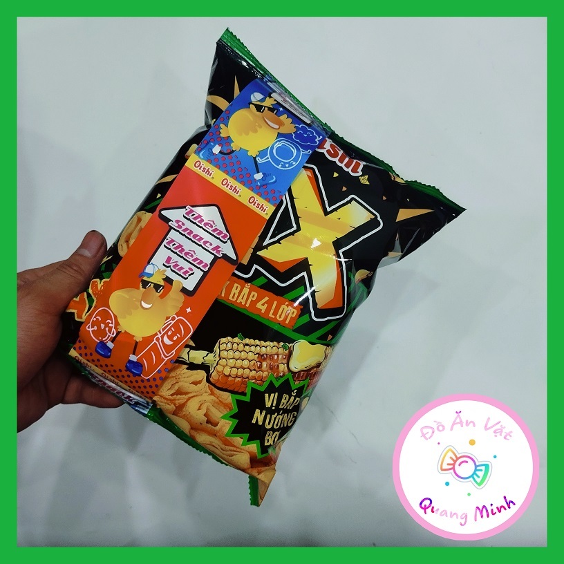Bim bim Oishi Snack 4X Bắp 4 lớp vị bắp nướng bơ gói lớn 32 g giòn cay thơm ngon, đồ ăn vặt cổng trư