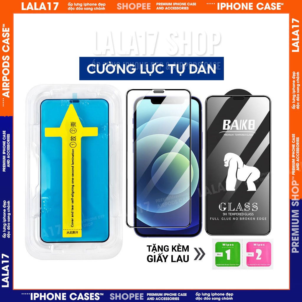 Kính Cường Lực Iphone BAIKÔ KK và Khung Tự Dán Chống Nhìn Trộm ip 17 7 8 x xsmax 11 12 13 14 15 16 Plus pro promax