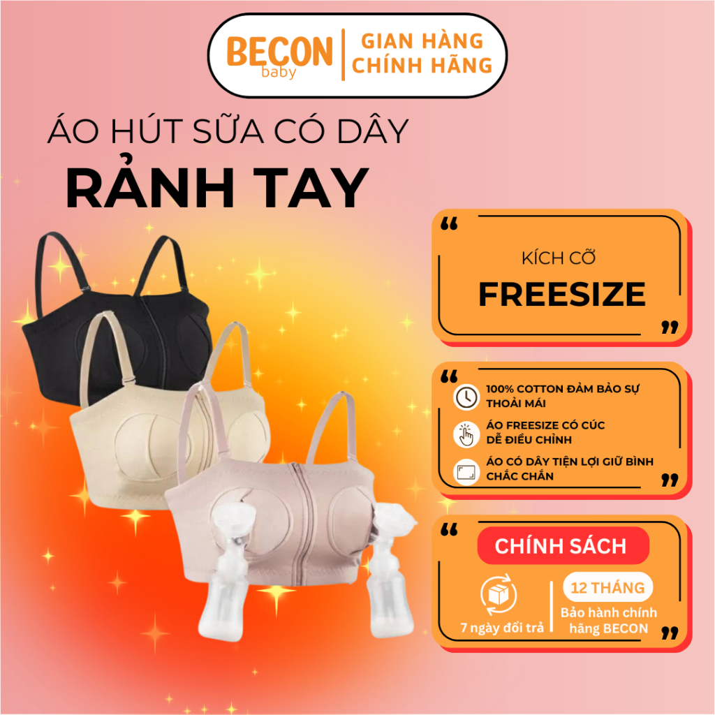 Áo hút sữa rảnh tay dùng cho mọi loại máy hút sữa, Áo hút sữa freesize chất liệu vải thun cotton co giãn 4 chiều BECON