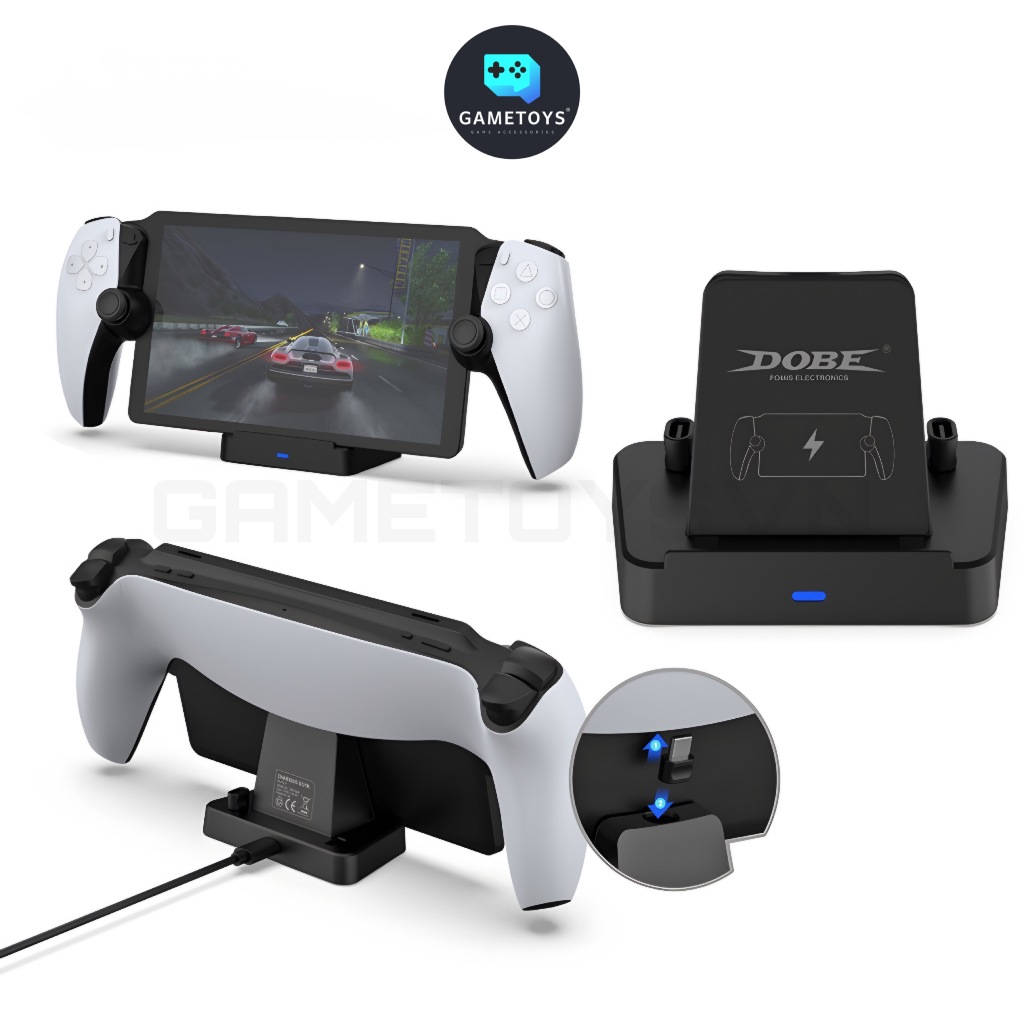 Dock sạc không dây siêu tiện lợi - có đèn báo xịn sò (DOBE) cho máy Playstation Portal / PS Portal