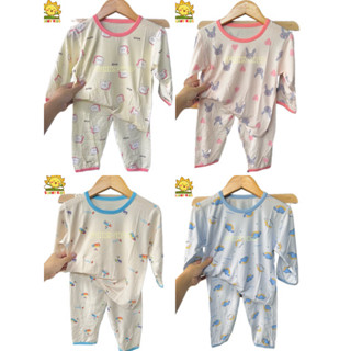 Đồ bộ điều hoà 9 tấc bé từ 12-23kg (3-6 tuổi) chất vải thun lụa tencel mềm mát hàng Quảng Châu