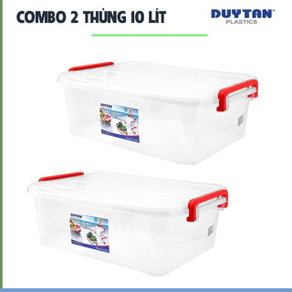 [COMBO 2 THÙNG] Bộ 2 Thùng 10 lít có nắp gài hàng Duy Tân chính hãng/ 2 Thùng nhựa trong đựng đồ Duy Tân 10L