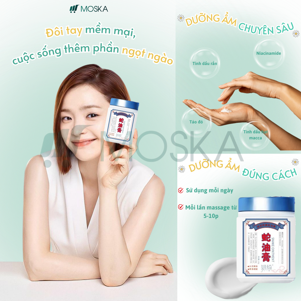 Kem Dưỡng Da Tay Đông Y GOLDEN SNAKE – Cấp Ẩm, Xoá Nếp Nhăn, Da Mềm Mịn, Tăng Cường Độ Đàn Hồi, Bảo Vệ Da Tay | MOSKA