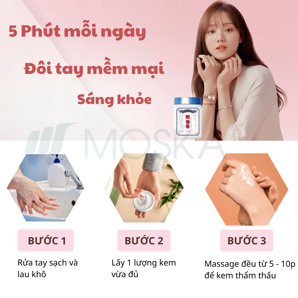 Kem Dưỡng Da Tay Đông Y GOLDEN SNAKE – Cấp Ẩm, Xoá Nếp Nhăn, Da Mềm Mịn, Tăng Cường Độ Đàn Hồi, Bảo Vệ Da Tay | MOSKA