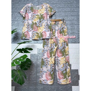 Đồ bộ tole trung niên, bộ lanh mặc nhà, quần dài, áo tay ngắn SHOP5SAO [CÓ BIGSIZE] (50-80kg)