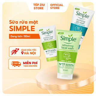  Sữa Rửa Mặt Simple 150ml đủ màu - Làm Sạch Dưỡng Ẩm Cho Da Dầu Mụn Da Khô Nhạy Cảm Dịu Nhẹ Lành Tính 