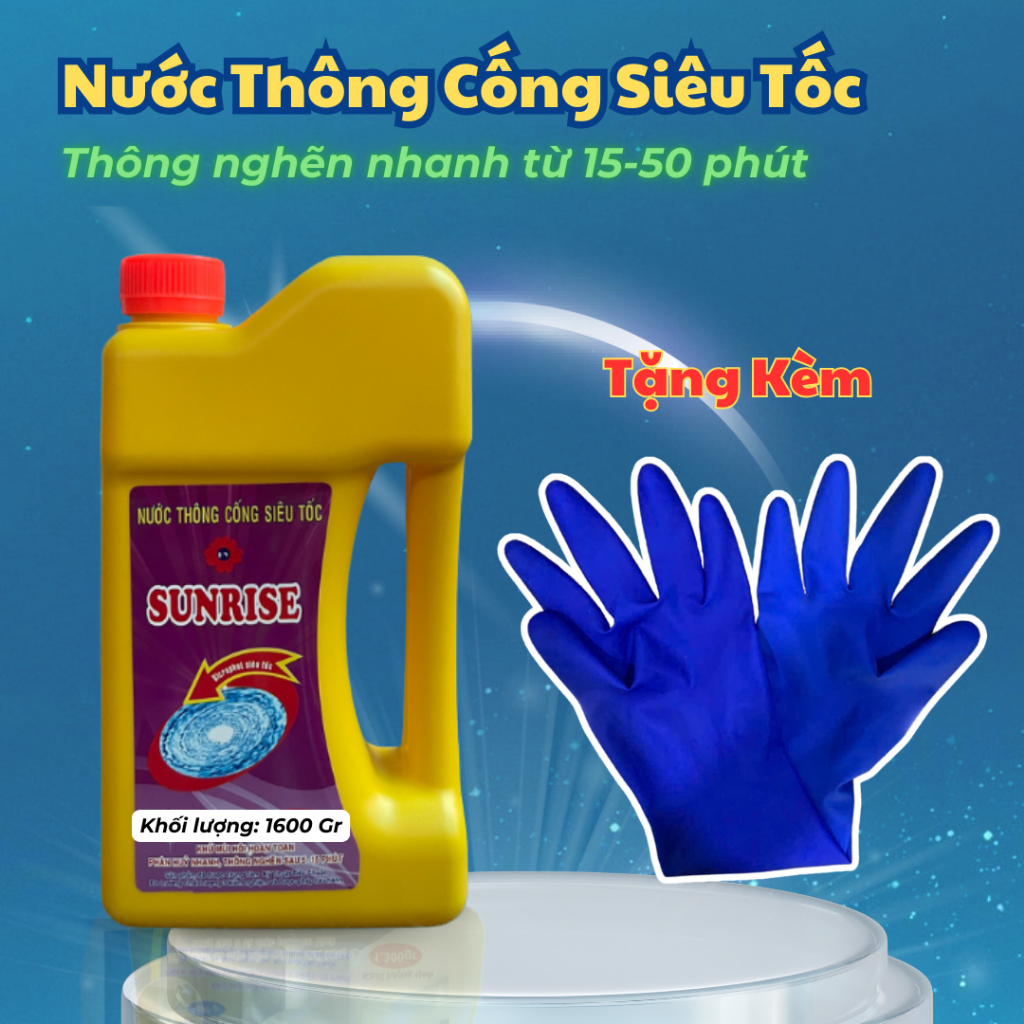 Nước Thông CỐNG SIÊU TỐC SUNRISE - Thông Tắc Nhanh Từ 10-30 phút - Khử Sạch Mùi Hôi - Sạch Như Mới