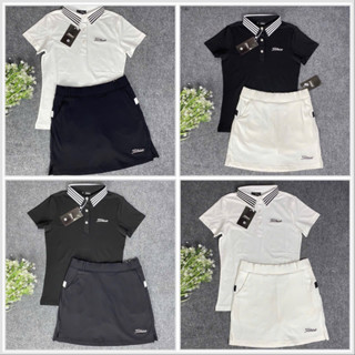  Sét thể thao nữ áo và chân váy chơi Golf Tennis Pickleball Cầu Lông lên phom xinh váy bên trong có quần và túi 