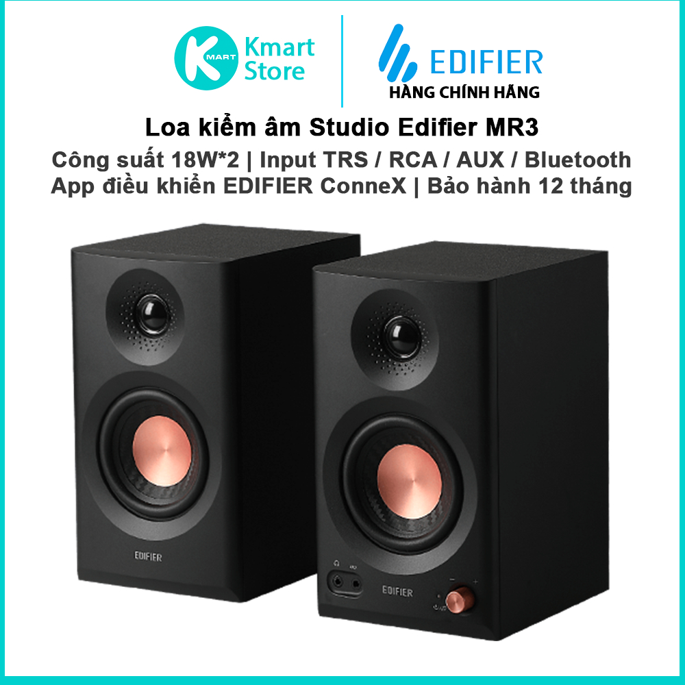 Loa kiểm âm Studio Edifier MR3 | Công suất 18W x 2 | Input TRS ./ RCA / AUX 3.5mm / Bluetooth | Bảo 