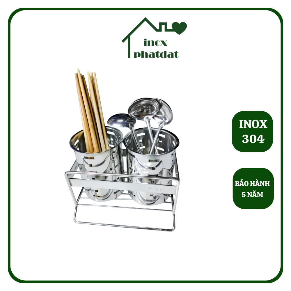 Ống để đũa muỗng để bàn Inox 304 PHÁT ĐẠT không rỉ sét, ống đựng đũa để bàn quán ăn (SP132)