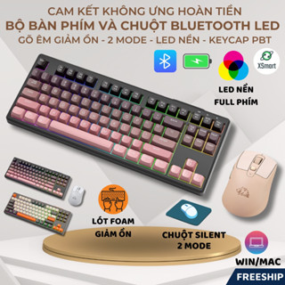 Bộ Bàn Phím Và Chuột Bluetooth M87 LED Gõ Êm Giảm ỒN, Pin Sạc, 2 Mode Cho Pc Laptop Điện Thoại