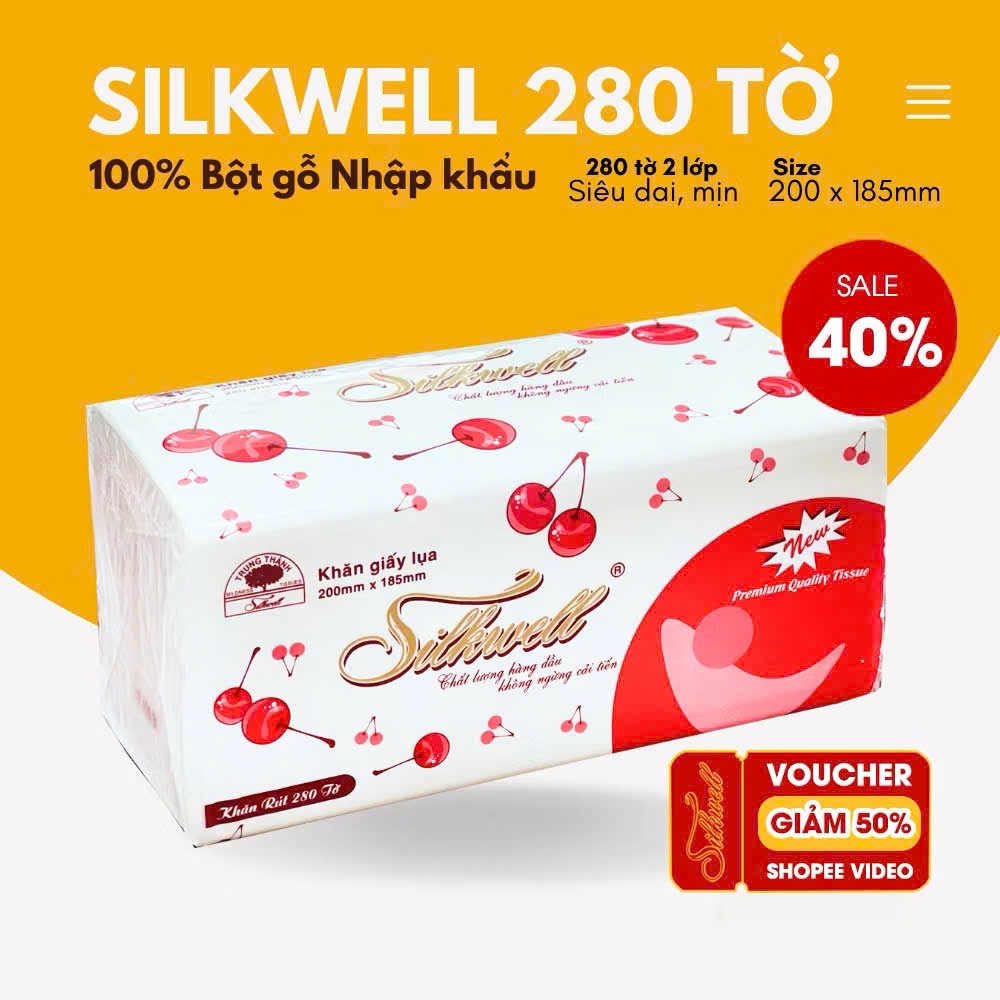 [ COMBO 3 GÓI ] Giấy ăn rút lụa khổ lớn Silkwell 280 tờ cực dai,mềm,mịn,không bụi giấy
