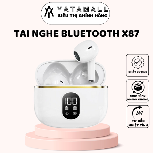 Tai Nghe Bluetooth X87 Không Dây Cảm Ứng Pin Trâu, Hiển Thị Pin LED, Kết Nối Ổn Định  (YATASMART)