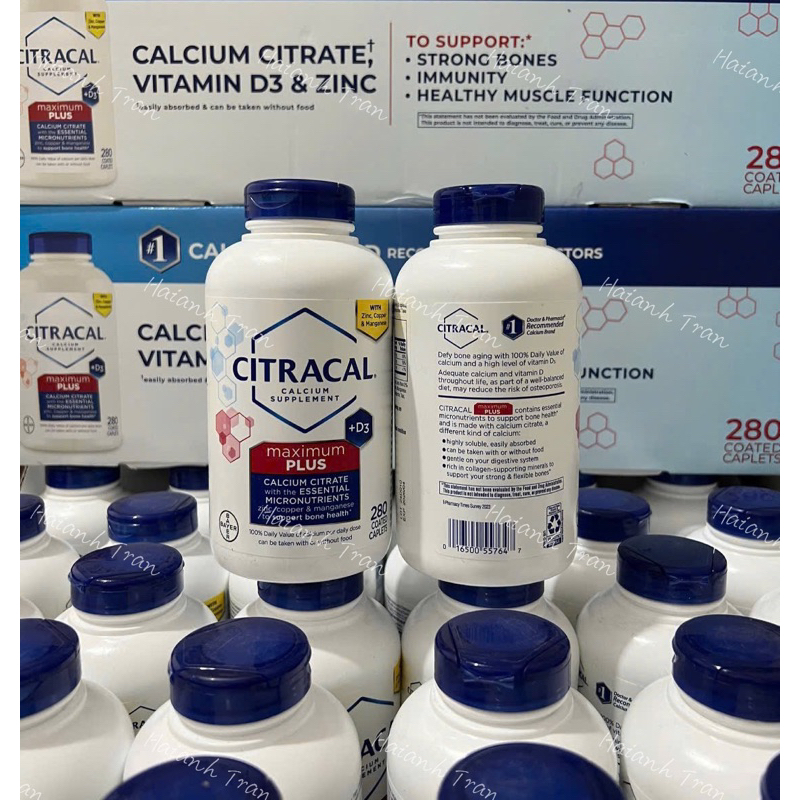 Viên uống bổ subg Calcium và Vitamin D3 Citracal Maximum Plus 280v