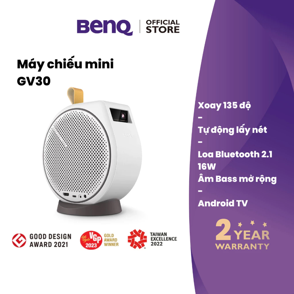 BenQ GV30_Máy chiếu mini LED không dây Android TV với hệ thống loa 2.1 & lấy nét tự động | BigBuy360 - bigbuy360.vn