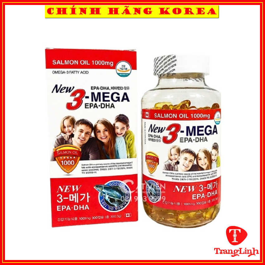 Viên uống dầu cá Omega 3 Canada xuất Hàn, hộp 300 viên - Viên Omega-3 giúp bổ mắt, chắc xương, tăng 