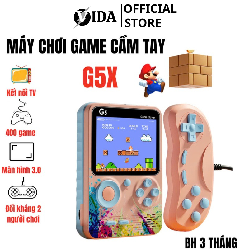 Máy Chơi Game Cầm Tay 500 Trò Chơi G5, 2 Người Sử Dụng Kết Nối Tivi Âm Thanh Hình Ảnh Rõ Nét Pin Sạc