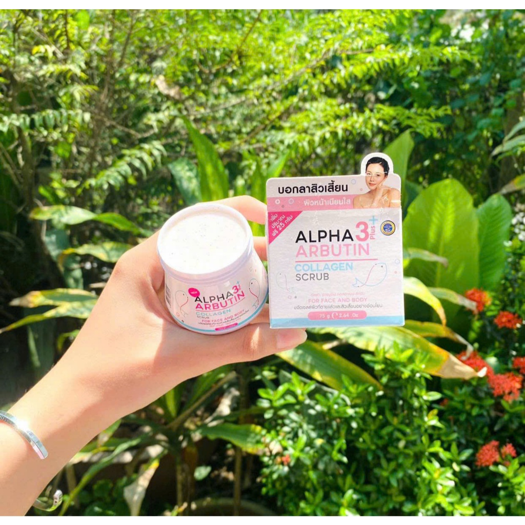Tẩy da chết mặt Alpha3 Arbutin Collagen 50g Thái Lan