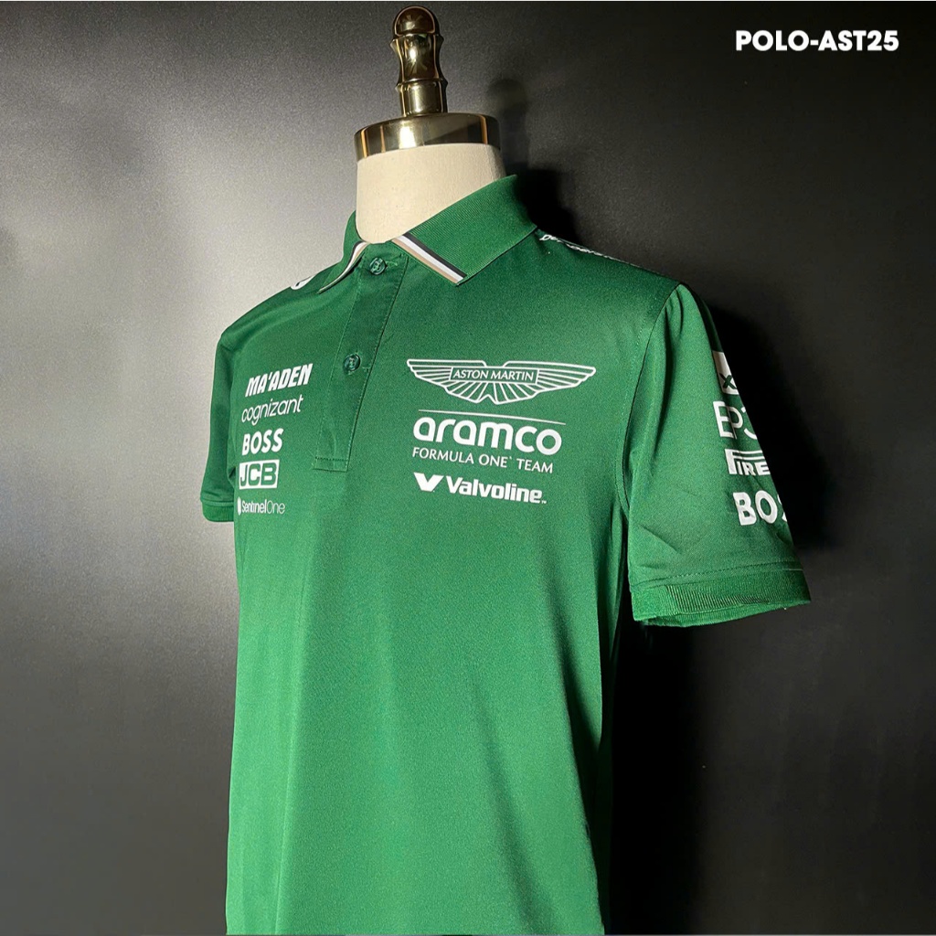 Áo Polo nam  Aston Martin  trắng, Áo polo thể thao cộc tay full size ( HÀNG MỚI VỀ)