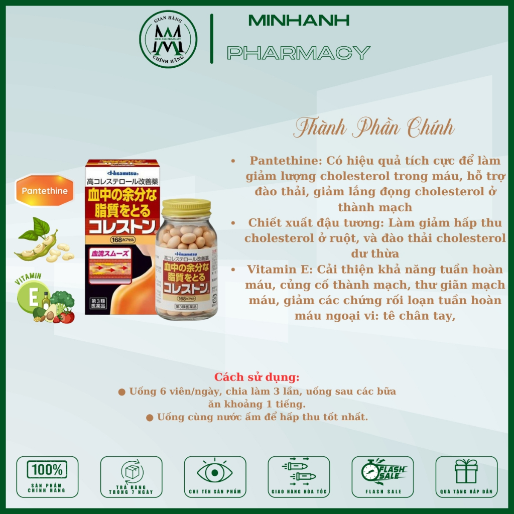 Viên Uống Hỗ Trợ Giảm Mỡ Máu Hisamitsu Nhật Bản Hàng Chuẩn