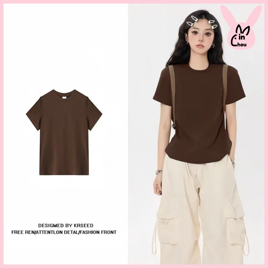 Áo babytee nữ suông nhiều màu MINCHOU chất vải cotton dày dặn mềm mại thiết kế basic dễ mặc | BigBuy360 - bigbuy360.vn
