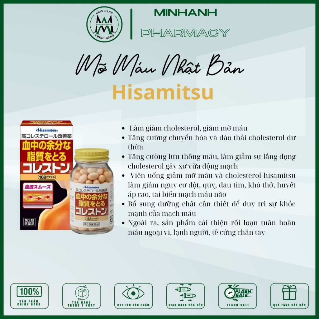 Viên Uống Hỗ Trợ Giảm Mỡ Máu Hisamitsu Nhật Bản
