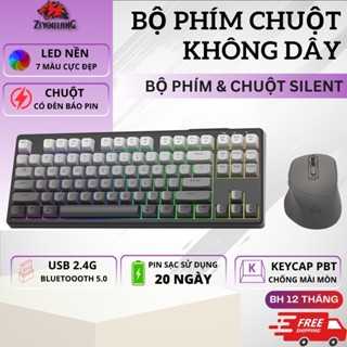  Combo Phím Chuột Silent Không Dây Free wolf M87 + X7 - USB 2.4G   Bluetooth 5.0 Pin Trâu 20 Ngày 