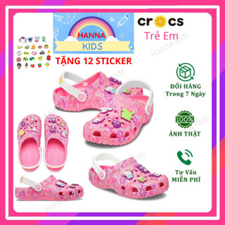 Dép Cross Hello Kitty màu Hồng cho trẻ em bé gái nữ người lớn HannaKids Sục Cros giày xục Croc Classic Clog Kid Đỏ Trắng