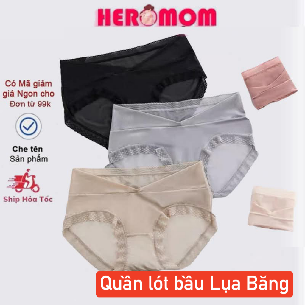 Quần lót bầu Lụa Băng Tàng Hình mỏng nhẹ thoáng mát đáy sáng màu kháng khuẩn Bigsizs Heromom Store