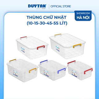 Thùng Chữ Nhật 10 Lít, 15, 30, 45, 55 Lít DUY TÂN nhựa PP, màu trắng trong đựng thực phẩm