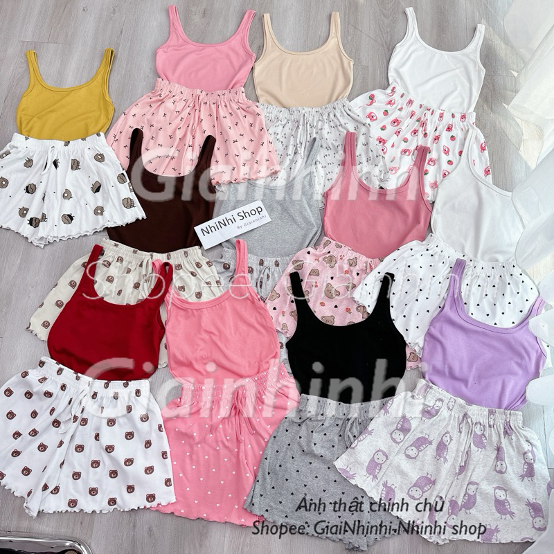 Sét đồ ngủ áo ba lỗ họa tiết sexxy co giãn, Bộ ngủ 2 dây to mát lạnh BN0083 - NhiNhi Shop | BigBuy360 - bigbuy360.vn