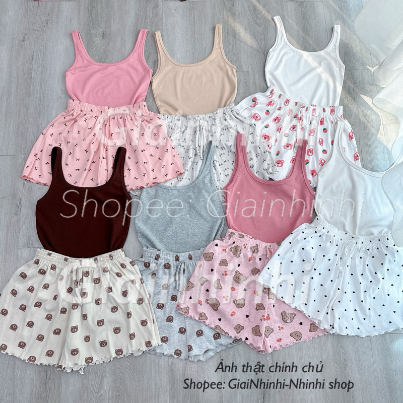 Sét đồ ngủ áo ba lỗ họa tiết sexxy co giãn, Bộ ngủ 2 dây to mát lạnh BN0083 - NhiNhi Shop | BigBuy360 - bigbuy360.vn