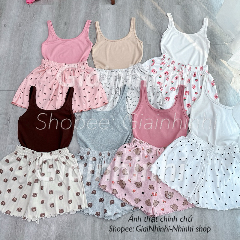 Sét đồ ngủ áo ba lỗ họa tiết sexxy co giãn, Bộ ngủ 2 dây to mát lạnh BN0083 - NhiNhi Shop | BigBuy360 - bigbuy360.vn